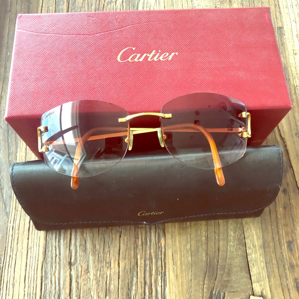 Cartier vintage Rimless C Decor Sunglasses